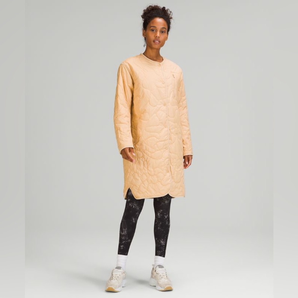 Lululemon Insulated Quilted Long Bomber in Heathered Pecan Tan 4 A5